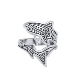 Sterling Silver Aboriginal Blue Shark Spoon Ring TRI1768 - Ring